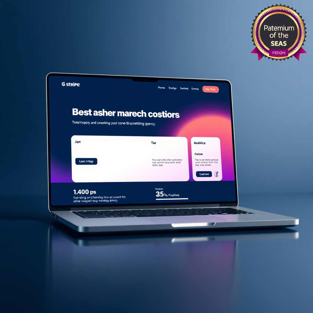 Landing page portfolio preview on laptop